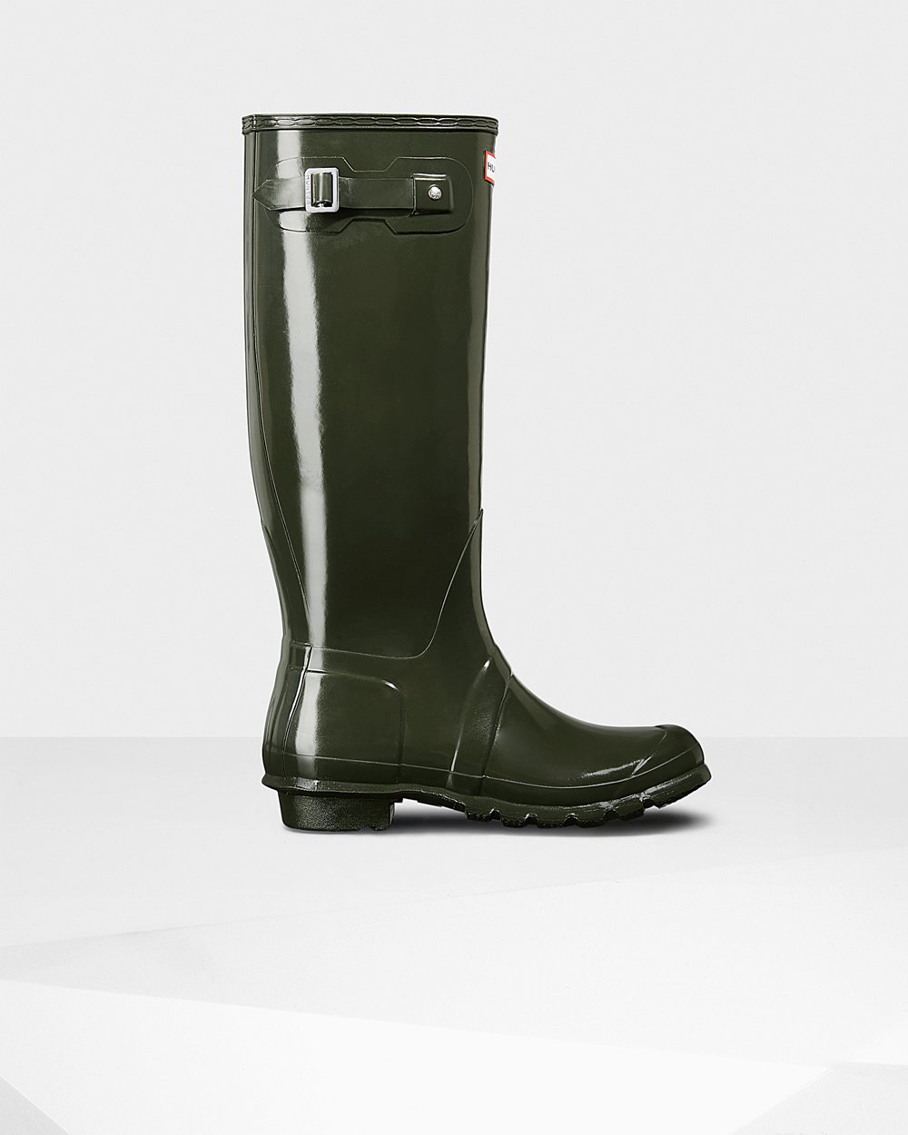 Womens Tall Rain Boots - Hunter Original Gloss (26XHEPRBF) - Dark Olive